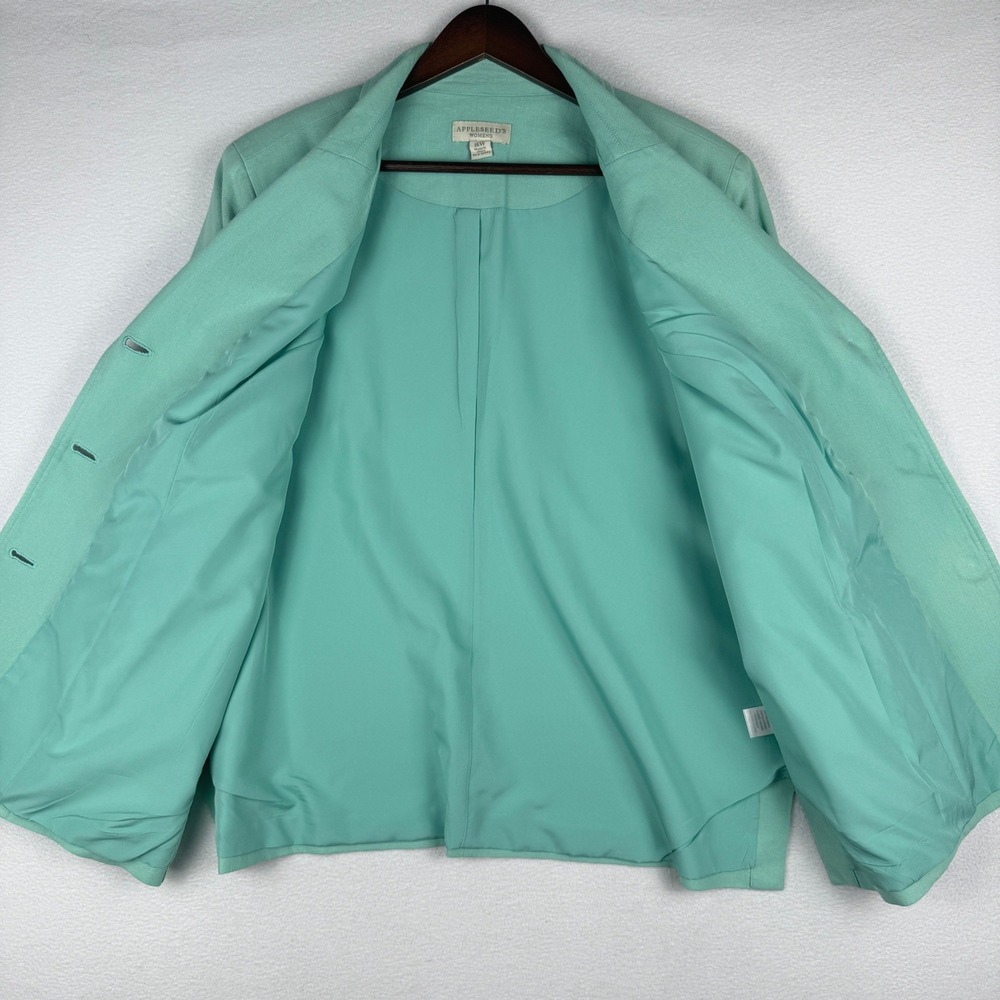 Appleseed's Blazer Women 16W Seafoam Green Linen Blend Button Front Jacket - Picture 5 of 10
